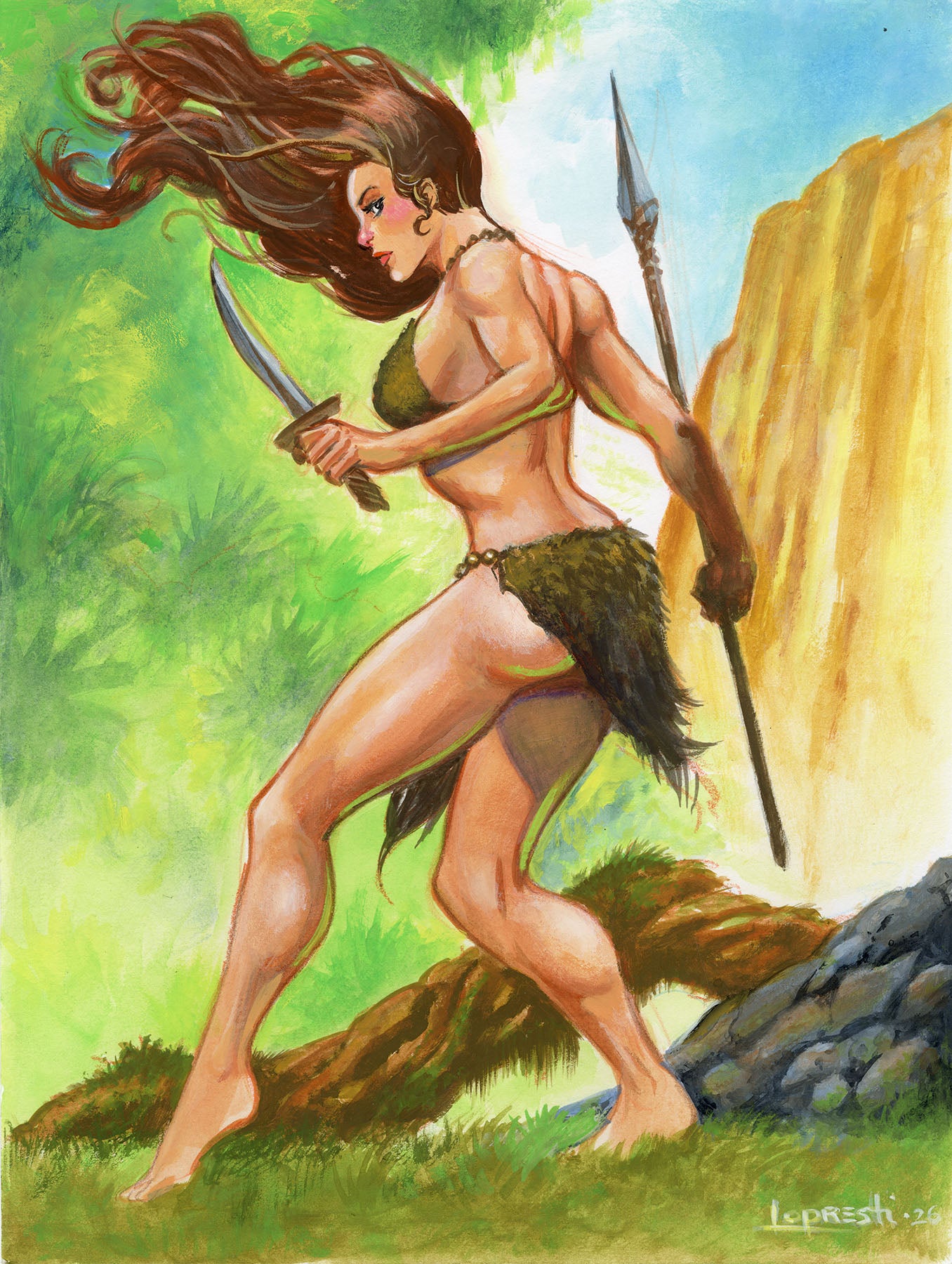 Cave Girl original painting