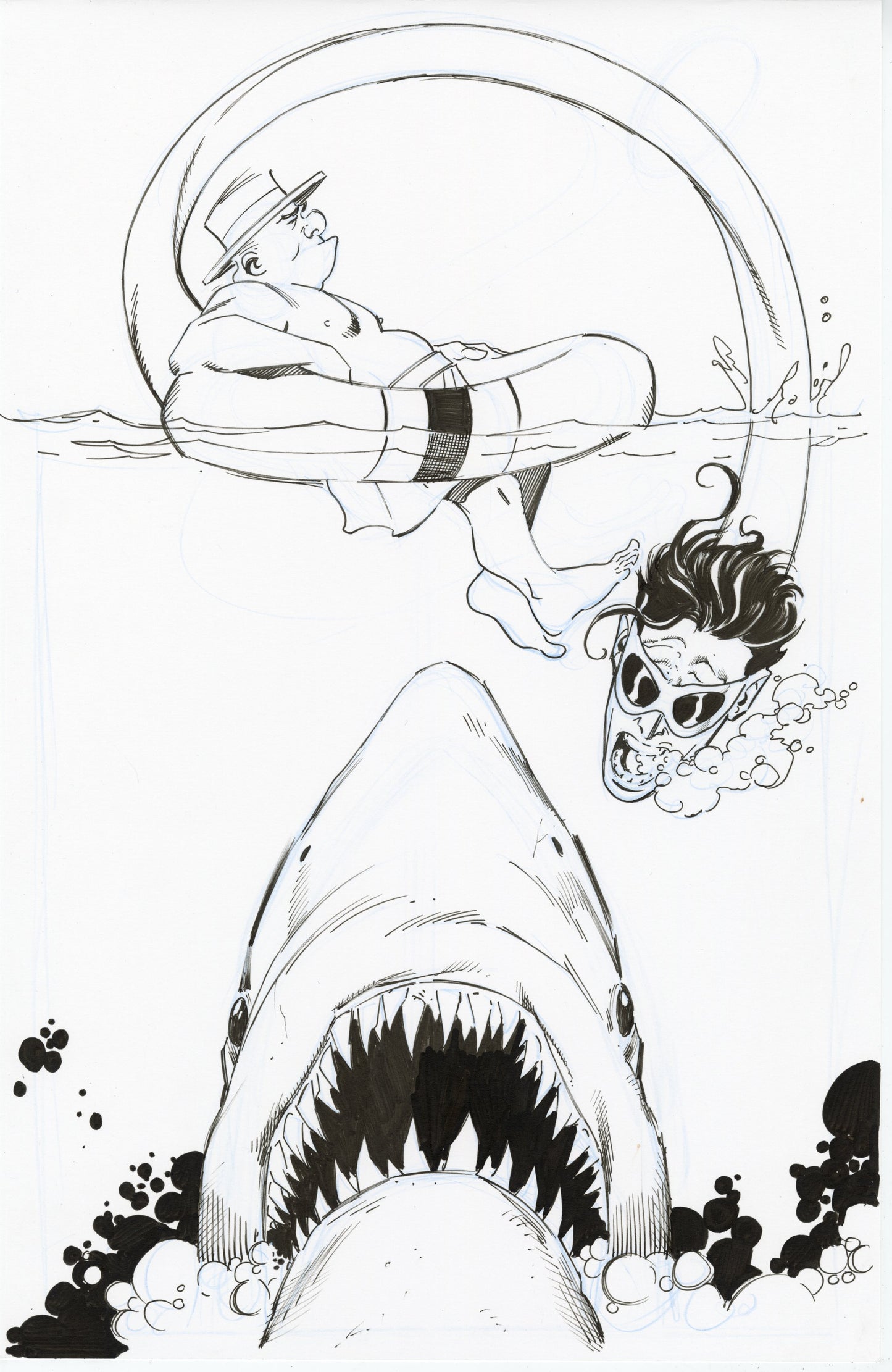 JAWS and Plastic Man original sketch