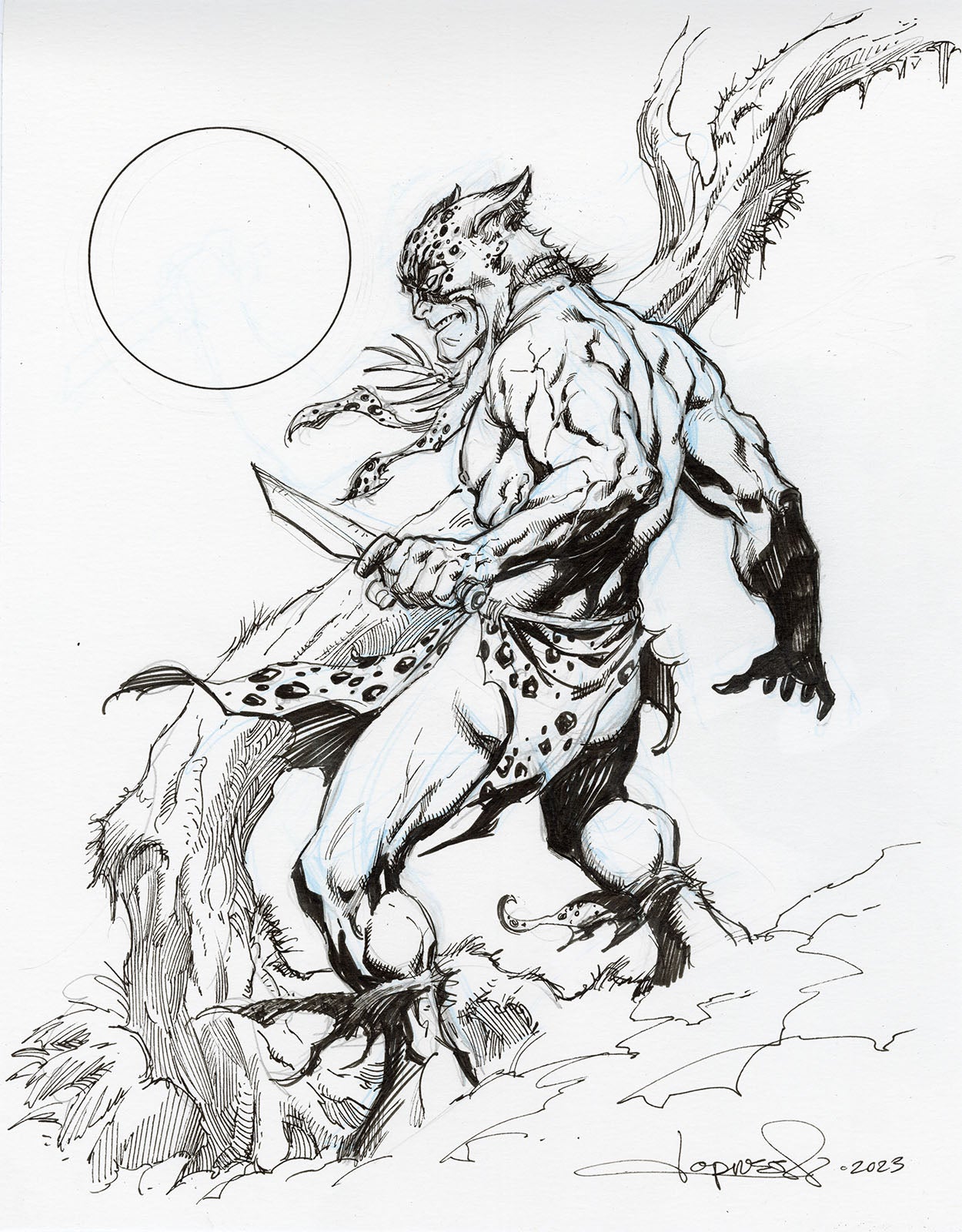 Frazetta's JAGUAR GOD sketch