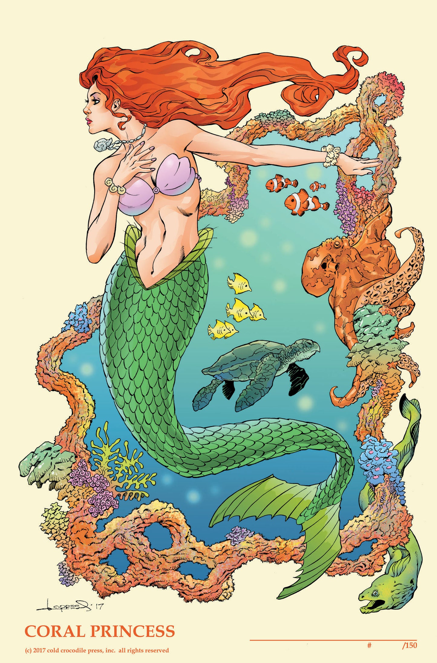 Coral Princess signed and numbered limited edition print.