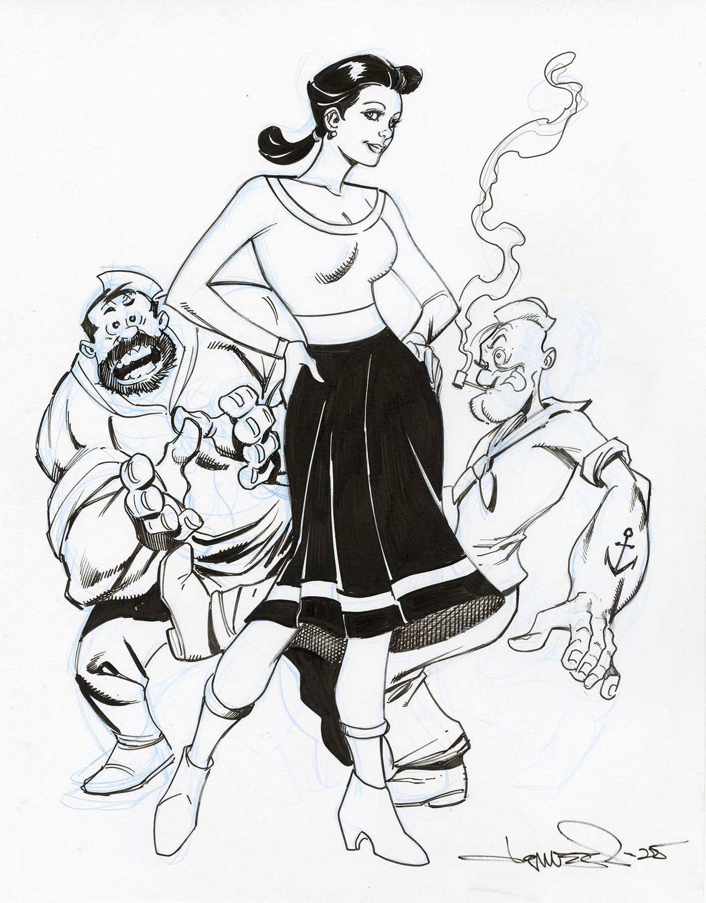 Popeye and Olive Oyl Original Sketch