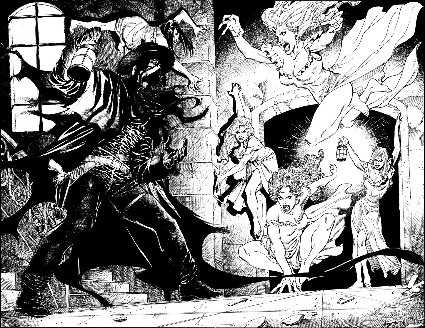 WRAITH OF GOD #2: BLOOD HUNTERS pg.38/39 double page spread original art