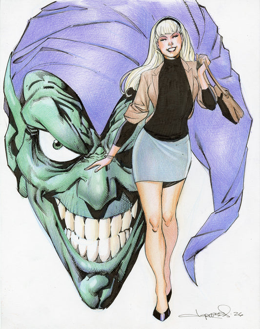 GWEN STACEY and THE GREEN GOBLIN original illustrated