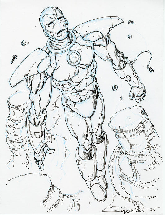 MOEBIUS STYLE IRON MAN original art sketch