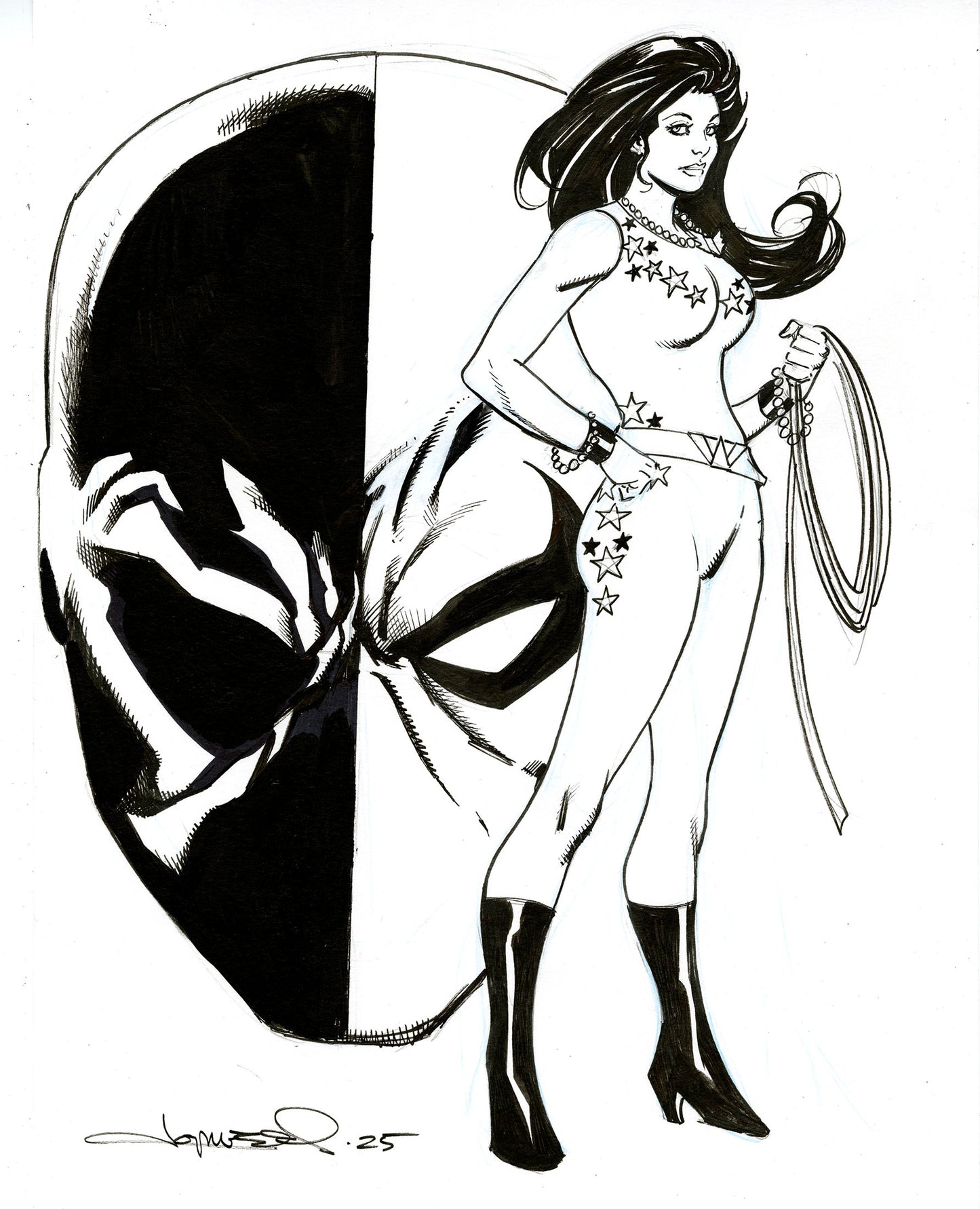 WONDER GIRL and DEATHSTROKE original sketch